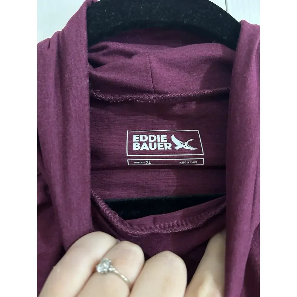 Eddie Bauer Active Womens Funnel Neck Sweatshirt Purple XL Raglan Pockets